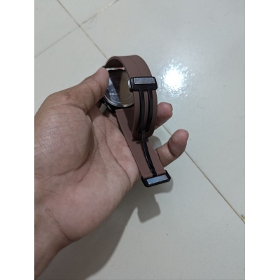 Picture of Premium Gents Watch 2002 featuring a stylish brown silicone belt and automatic mechanical skeleton movement, perfect for professional men looking for a sophisticated, luxury accessory in Bangladesh at best price today.-Brown