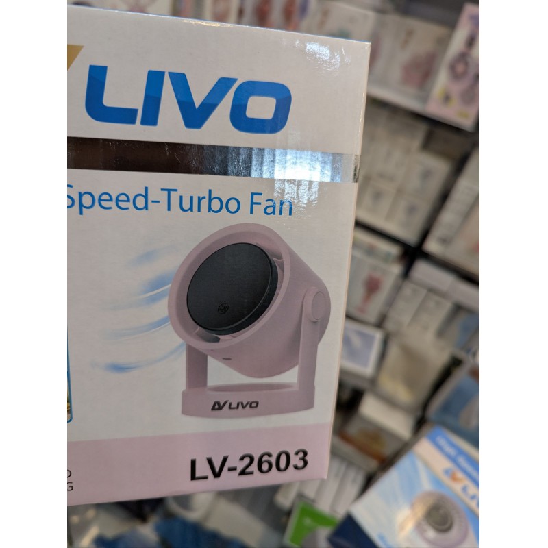 Picture of Livo LV-2601 High Speed Turbo Fan Rechargeable Portable Desktop Cooling Solution with 5 Speed Settings Digital Display and USB Type-C Charging Port for Personal Use Home Office Study and Outdoor Travel.-Multicolor