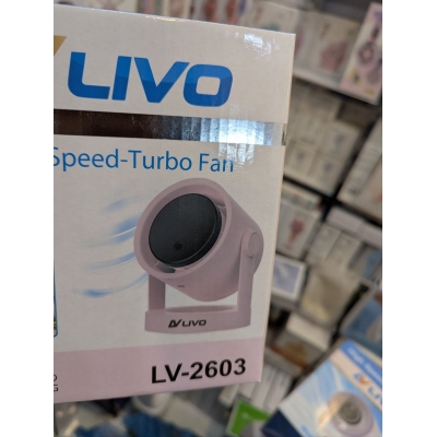 Picture of Livo LV-2601 High Speed Turbo Fan Rechargeable Portable Desktop Cooling Solution with 5 Speed Settings Digital Display and USB Type-C Charging Port for Personal Use Home Office Study and Outdoor Travel.-Multicolor