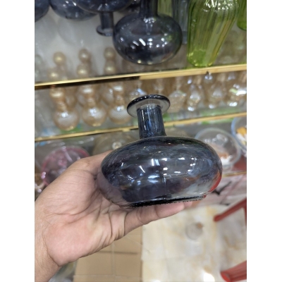 Picture of Premium Handcrafted Smoky Blue Round Glass Bud Vase: Modern Minimalist Recycled Glass Flower Vase for Elegant Home Tabletop Decor, Living Room Accents, and Sophisticated Office Interior Styling to Enhance Your Space's Aesthetic-Multicolor