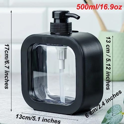Picture of 1pcs Black Reusable Shampoo and Conditioner Bottles,Lotion & Soap Dispensers-Pump Bottle Dispenser for Shampoo, Conditioner, Body Wash (2 Pack 500ML(Black)-Black
