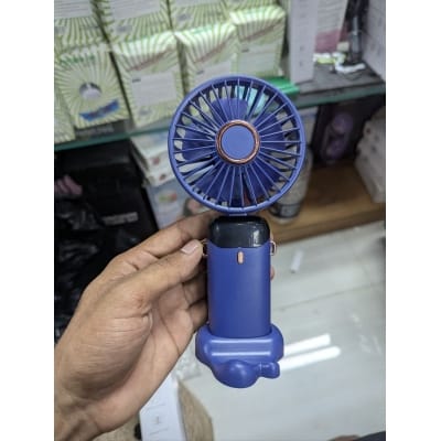 Picture of N15 Handheld Fan Portable USB Rechargeable Mini Fan with LED Digital Display and 5 Speed Settings Foldable Neck Fan for Travel Home Office Use High Capacity Battery Long Lasting Cooling Performance Purple.-Multicolor