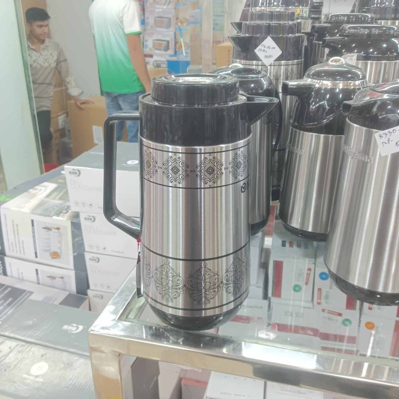 Picture of Niyyama 1L Flask - Double Wall Insulation, Leak-Proof Design, High-Quality Glass Refill, Keeps Hot/Cold Beverages for 12-24 Hours, Stylish Silver Body, Eco-Friendly, Plastic Handle, Easy to Clean-Multicolor