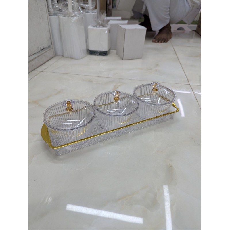 Picture of Multifunctional Dessert, Nut, and Candy Dish Set on Serving Platter round shape-Multicolor
