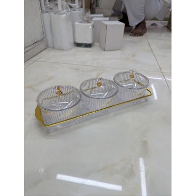 Picture of Multifunctional Dessert, Nut, and Candy Dish Set on Serving Platter round shape-Multicolor