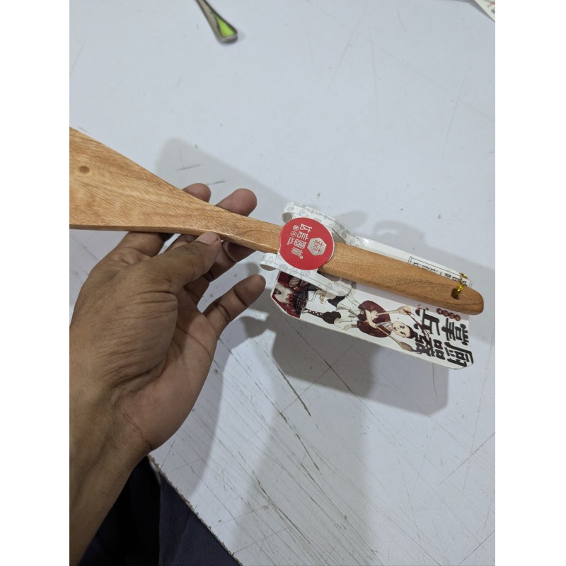Picture of Premium Natural Wooden Wok Spatula Long Handled Stir Fry Turner Non Stick Kitchen Utensils Cooking Scraper-Brown