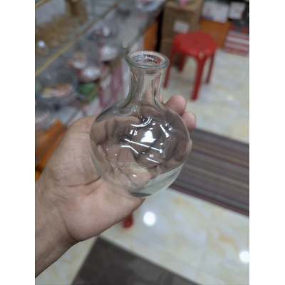 Picture of Large Smoke Grey Hand-Blown Glass Balloon Vase, Elegant Round Big Belly Decorative Bud Bottle with Slender Narrow Neck for Single Stems, Modern Aesthetic Centerpiece for Minimalist Living Room Home Decor Accent clear-Multicolor