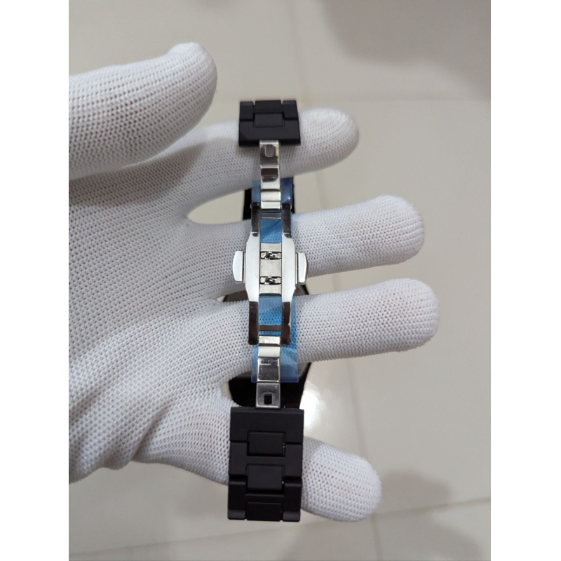 Picture of Buy Men's Matte Black Watch with Arabic Numerals featuring a sleek octagonal case, durable carbon fiber body, and minimalist analog display for a professional yet modern look in any casual setting.-Black