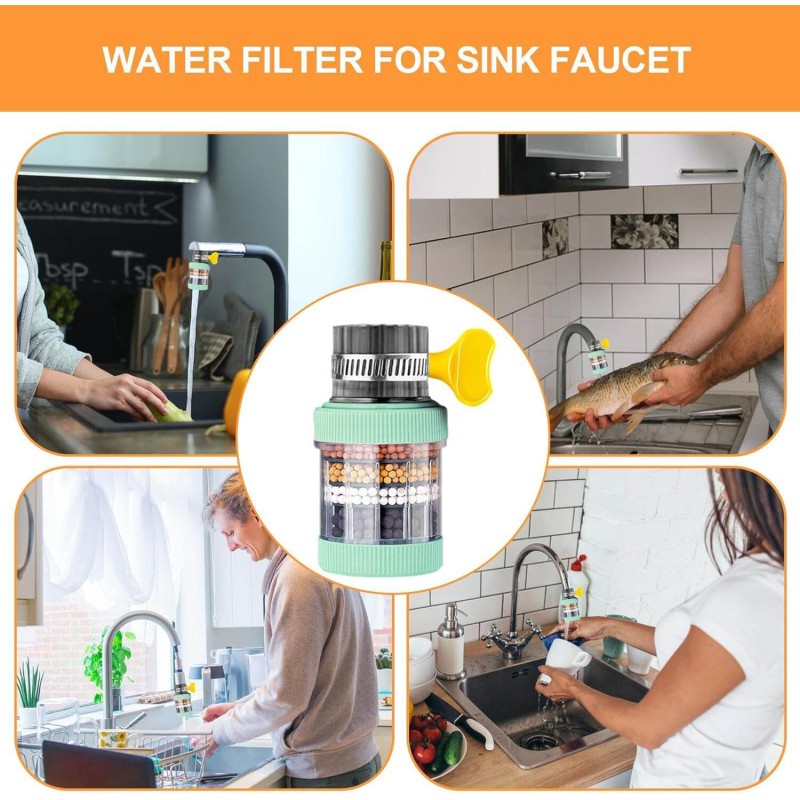 Picture of Water Filter for Sink,Six-Layer Sink Faucet Water Filter with Carbon | Water Drinking Necessities for Bathroom, Toilet, Kitchen, Tea Room, Laundry Room-Multicolor