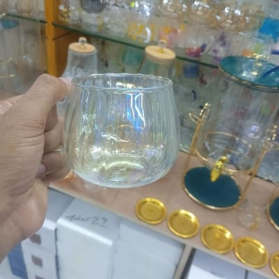 Picture of 1PC Stripes Glass Mug Breakfast Milk Cup Cute Office Home Coffee Mugs Pumpkin Pattern Heat-Resistant Drinkware with Handle 400 ml-Multicolor