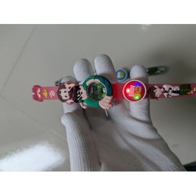Picture of Ben 10 Kids Digital Watch featuring a unique rotating spinner design with colorful lighting and musical effects, perfect as a fun and functional toy-like wristwatch for boys and girls aged 4-12.-Red