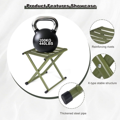 Picture of Heavy Duty 17.8 Inch Folding Camping Stool for Adults Supports 600 lbs Portable Outdoor Slacker Chair with High Density Nylon Webbing Reinforced Steel Frame for Fishing Hiking Gardening and Travel Use.-Multicolor