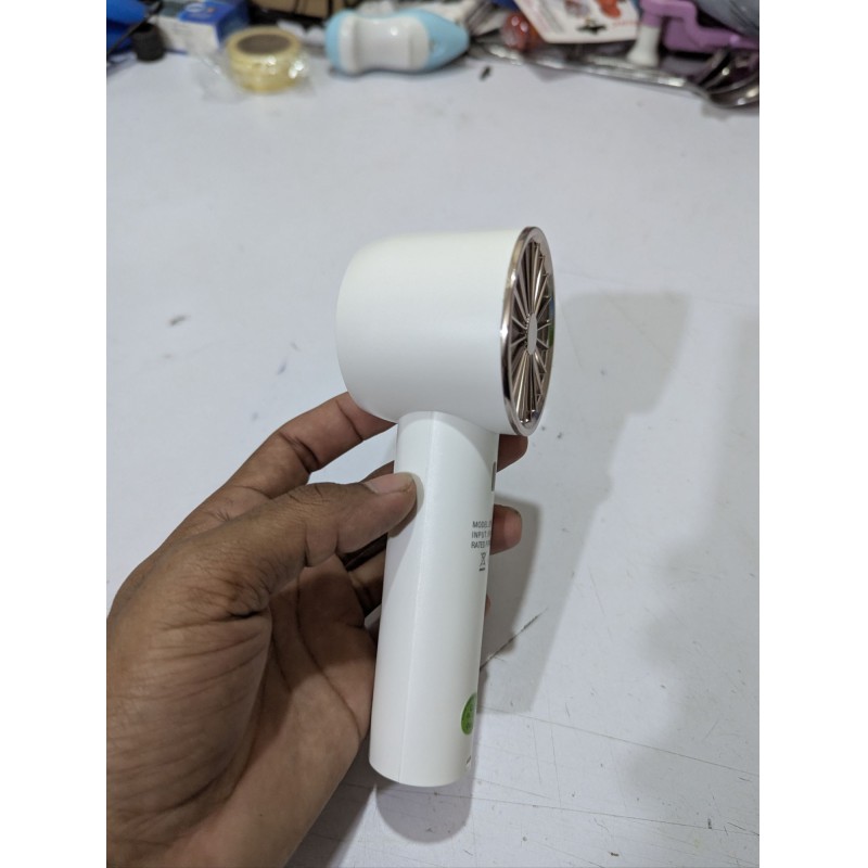 Picture of Duration Power DP-7648A Handheld High-Speed Fan White 2000mAh Rechargeable Battery Portable Cooling Solution for Outdoor Travel Summer Essentials Three Speed Adjustable Turbo Airflow with Type-C Charging Cable and Standing Desktop Base.-Multicolor
