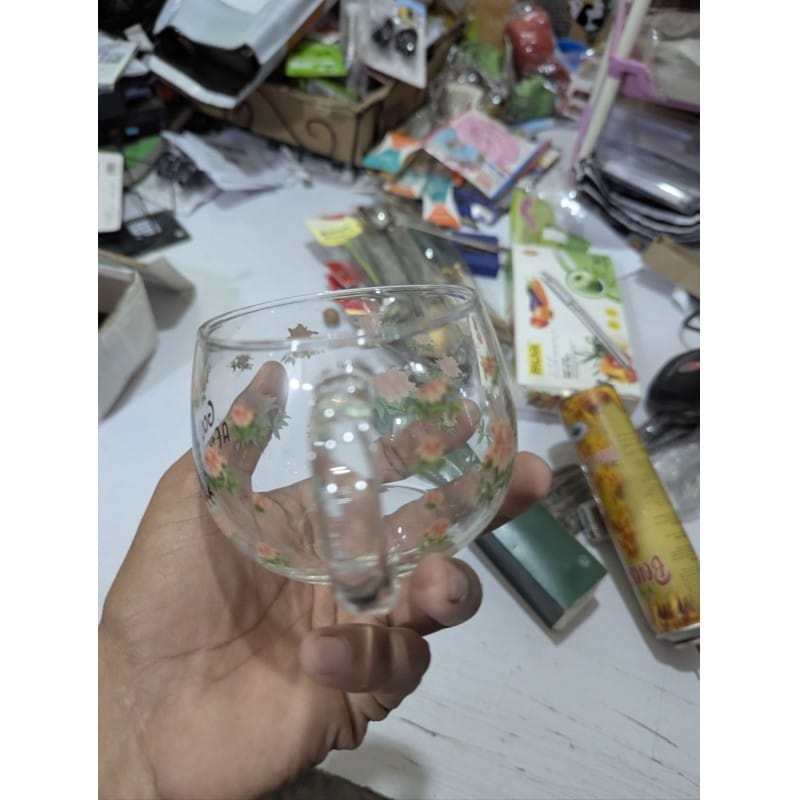 Picture of Elegant Good Afternoon glass mug featuring beautiful floral patterns perfect for enjoying your favorite hot tea or coffee sessions while adding a touch of sophisticated style to your modern kitchen collection.-Multicolor