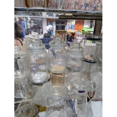 Picture of Multi-Purpose Fluted Glass Food Container 1 pcs-Multicolor