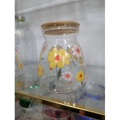 Picture of Premium Wide-Mouth Glass Storage Jar with Airtight Bamboo Lid - Multi-Purpose Borosilicate Glass Canister for Kitchen Organization, Pantry Food Storage, and Aesthetic Home Decor-Multicolor