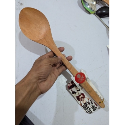 Picture of Handcrafted Large Long Handled Hardwood Cooking Spoon and Heat Resistant Natural Soup Ladle Utensil-Brown