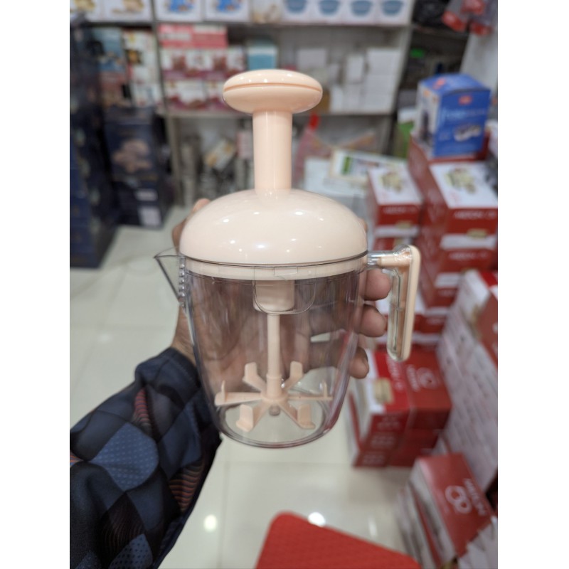 Picture of Multipurpose Manual Egg Beater and Hand Push Whisk Mixer with Measurement Cup, Semi-Automatic Cream Whipper, Milk Frother, and Portable Batter Blender for Efficient Kitchen Cooking, Baking, and Effortless Meal Preparation Gadget.-Multicolor