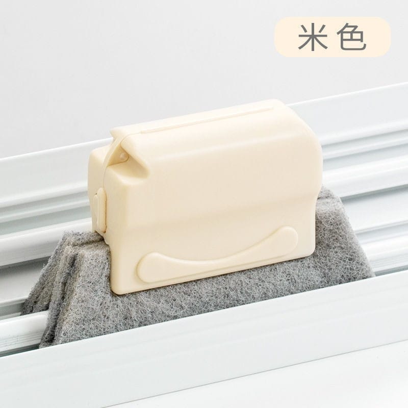 Picture of Multipurpose Window Track Cleaning Brush Handheld Groove Gap Cleaner Tool for Sliding Door Rails Shutter Blinds Air Conditioner Vents High Efficiency Scrubbing Pad Sponge Removable Washable Reusable Durable Home Kitchen Deep Cleaning-Multicolor