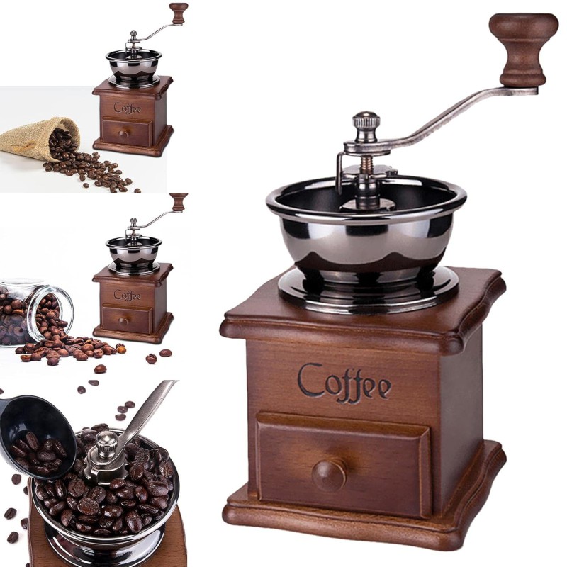 Picture of 1pcs Manual Coffee Bean Spice Nuts Grinder Hand Mill Ceramic Core Antique Style-Multicolor