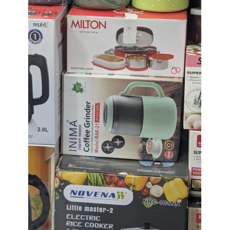 Picture of INIMA Japan Coffee Grinder RAK-21 | Electric Multi-purpose Kitchen Appliance for Coffee Beans, Spices, Grains, Nuts | Durable Stainless Steel Blades & Body | 1500W Powerful Motor | Compact Design for Home Use-Multicolor