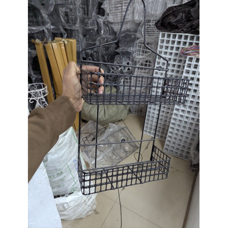 Picture of Modern Black 2-Tier Hanging Shower Caddy Organizer | Rustproof Metal Wire Basket Storage Rack for Bathroom Accessories | No Drilling Shampoo & Soap Holder with Hooks for Loofahs & Razors-Multicolor