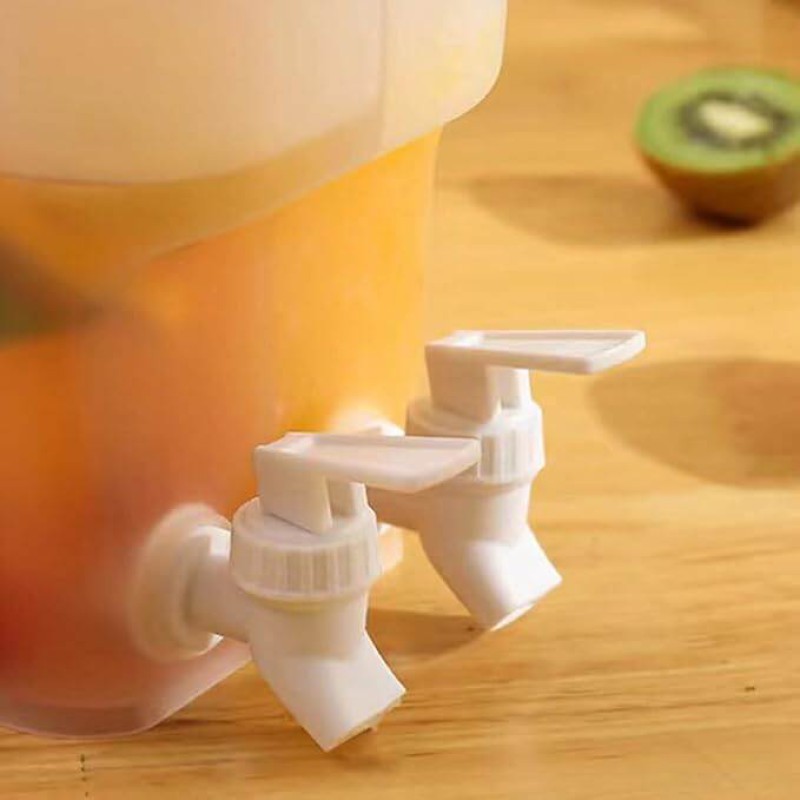 Picture of 3.5l Drinks Dispenser with 2 Tap, Juice Dispenser Fridge Water Dispenser, 2 Grids Juice Container Plastic Milk Bottle Dispenser for Making Teas and Juices-White