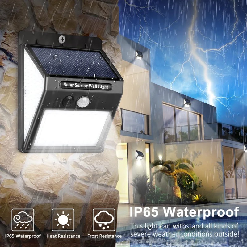 Picture of High-quality 30 LED solar motion sensor wall light for outdoor garden security features advanced IP65 waterproof technology to ensure long-lasting performance and bright illumination during heavy rain and harsh weather conditions.-Multicolor