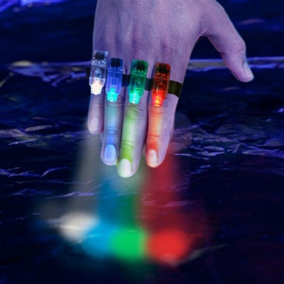 Picture of 4Pcs LED Party Finger Lights, Finger Ring Toys for Boys Girls Men Women Party Favor Halloween Raves Concert Shows Party Supplies Decorations LED Finger Flashlight Light Up-Multicolor
