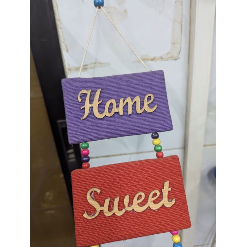 Picture of Handicraft jute material Home Sweet Home wall hanging for living room decoration to make your house look colorful and beautiful with premium quality handmade home decor item for every modern interior.-Multicolor