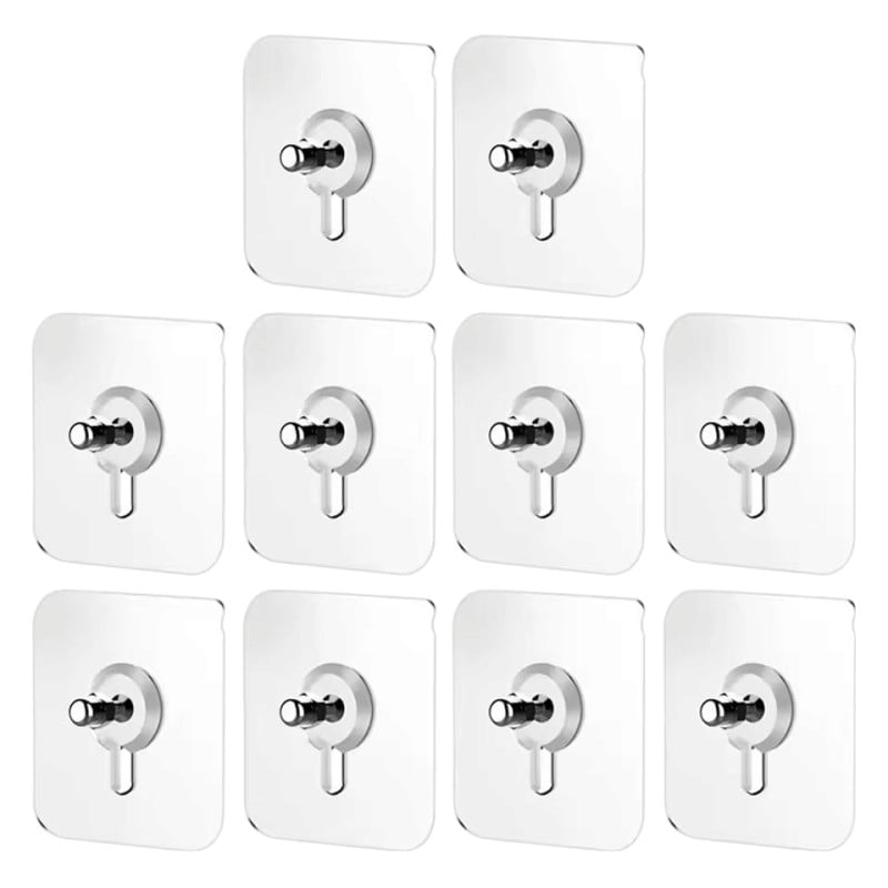 Picture of 10Pcs Self Adhesive Invisible Screw Stickers for Home Kitchen Transparent Wall Screws for Cisco Cabinet Shelf-White