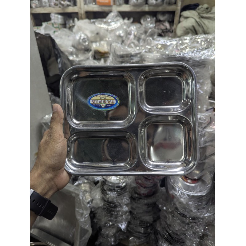 Picture of TASPIA Bhai Bhai Metal Stainless Steel Compartment Plate-Silver