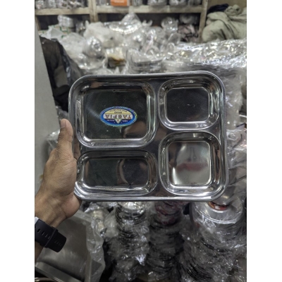 Picture of TASPIA Bhai Bhai Metal Stainless Steel Compartment Plate-Silver