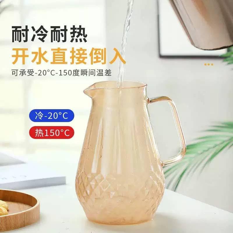 Picture of Borosilicate Glass Teapot with Stainless Steel Lid, Rustic Thick Cold-Hammered Design, Direct Fire Safe Heat-Resistant Glass Kettle and Cold Water Jug, Lightweight 10g Teapot Measuring 20x20 cm-golden-golden