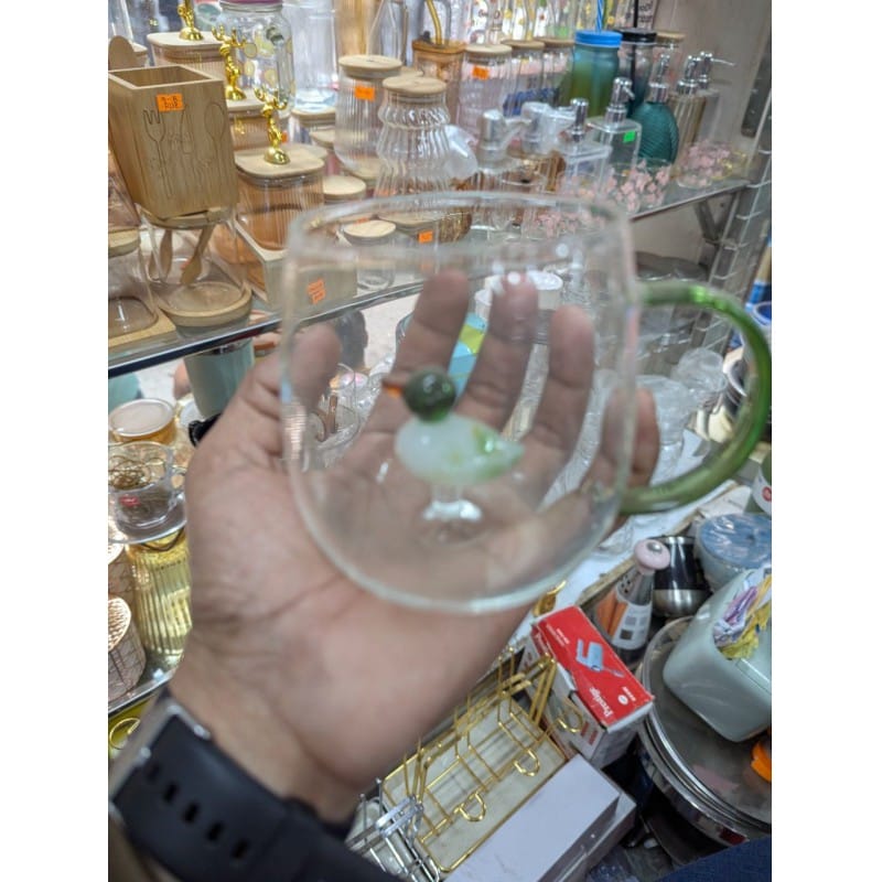 Picture of Premium quality Whale Oceano glass mug featuring a handcrafted 3D blue whale figurine inside, made from durable heat resistant borosilicate glass perfect for enjoying hot coffee, tea, or cold beverages daily.-Multicolor