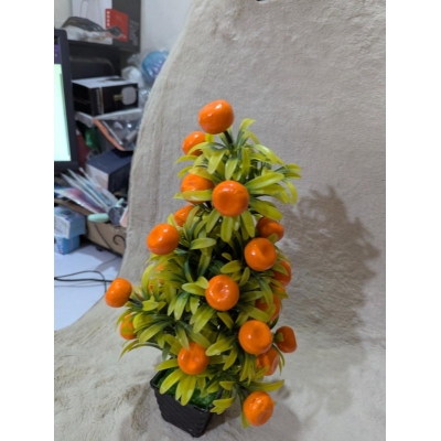 Picture of Realistic Artificial Orange Fruit Bonsai Tree in Black Pot for Home Office Indoor Tabletop Decoration and Gifting-Orange