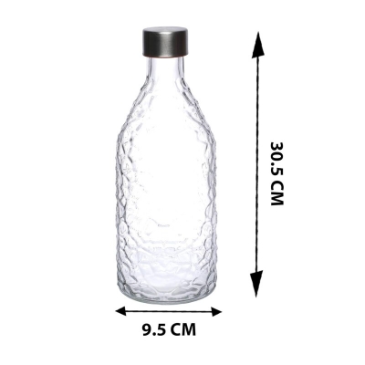 Picture of Buxton 1000ML Clear Hammered Glass Bottle for Water & Milk – Reusable, Durable, Elegant Design for Daily Hydration, Home & Office Use.-Multicolor