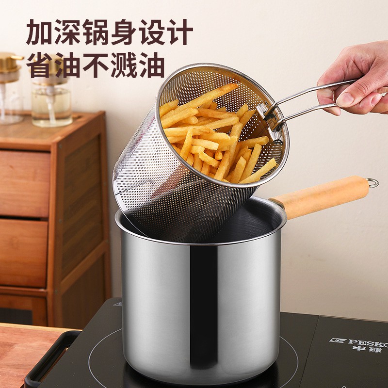 Picture of 2 in 1 deep frying pot for Kitchenware - Deep Fryer, Portable Stock Pot | Multipurpose Cooking Pot, Multifunctional Frying Pan with Strainer Basket, Deep Fryer Set, Drip Drainer-Multicolor