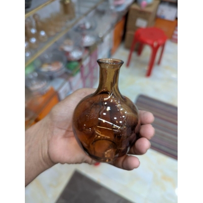 Picture of Large Smoke Grey Hand-Blown Glass Balloon Vase, Elegant Round Big Belly Decorative Bud Bottle with Slender Narrow Neck for Single Stems, Modern Aesthetic Centerpiece for Minimalist Living Room Home Decor Accent cili red-Multicolor
