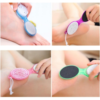 Picture of 4 In 1 Foot File With Pedicure And Manicure Brush Multi Use Pedicure Paddle Brush(Cleanse, Scrub, File And Buff Multicolor-Multicolor