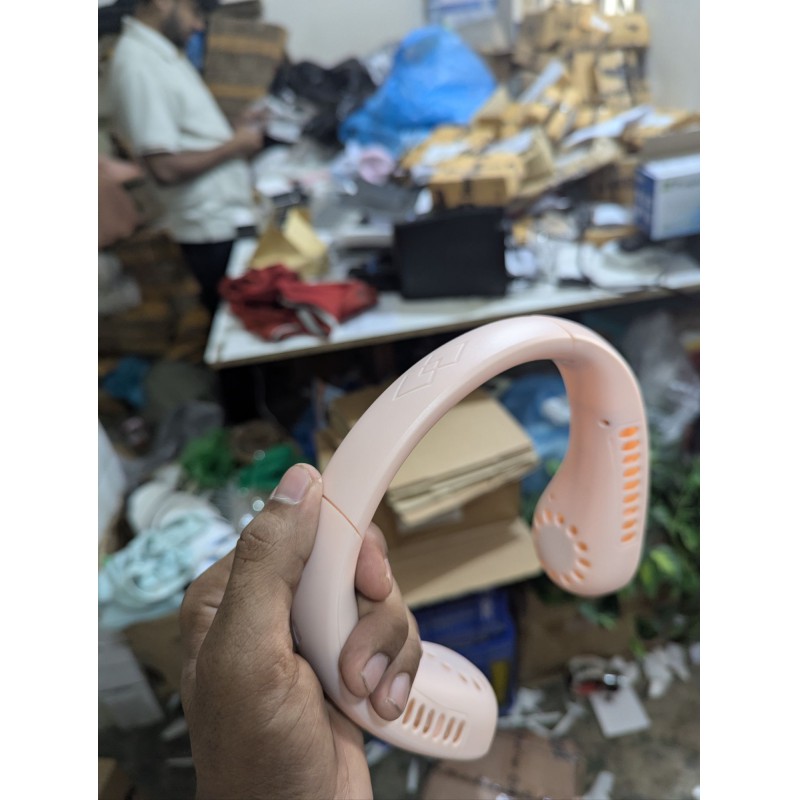 Picture of Portable Bladeless Neck Fan Pink Rechargeable Hands-Free Wearable Personal Fan with 360 Degree Airflow Quiet USB Powered Cooling Neckband Fan for Outdoor Sports Home Office Travel and Hot Summer Weather Essentials.-Multicolor