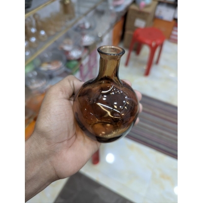 Picture of Large Smoke Grey Hand-Blown Glass Balloon Vase, Elegant Round Big Belly Decorative Bud Bottle with Slender Narrow Neck for Single Stems, Modern Aesthetic Centerpiece for Minimalist Living Room Home Decor Accent cili red-Multicolor