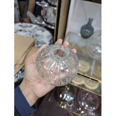 Picture of Elegant Clear Ribbed Glass Balloon Vase for Modern Home Decor Minimalist Round Bud Vase for Single Stems Hand Blown Decorative Glassware Centerpiece for Living Room Dining Table and Luxury Wedding Events.-Multicolor