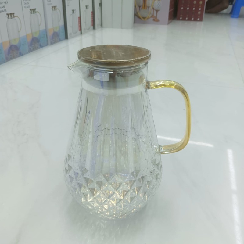 Picture of Rustic Style Borosilicate Glass Teapot, Thick Cold-Hammered Glass Body, Stainless Steel Lid, Direct Fire Safe 10g Lightweight Water Jug for Tea and Beverages, 20x20 cm-Multicolor-multicolor