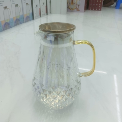 Picture of Rustic Style Borosilicate Glass Teapot, Thick Cold-Hammered Glass Body, Stainless Steel Lid, Direct Fire Safe 10g Lightweight Water Jug for Tea and Beverages, 20x20 cm-Multicolor-multicolor
