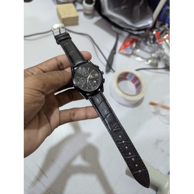 Picture of Luxury Men’s Chronograph Watch Featuring Black Dial with Luminous Hands Genuine Leather Strap Waterproof Quartz Movement Casual Business Wristwatch for Men Seeking Elegant Style and Precision Timekeeping Performance for Daily Wear.-Black
