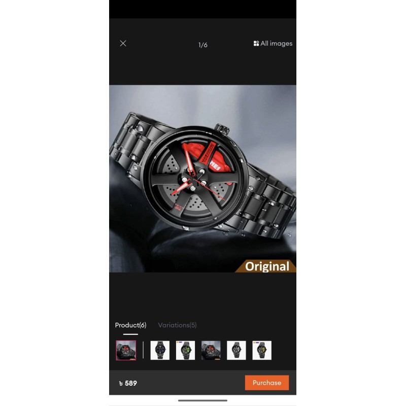 Picture of Exclusive Premium Men Luxury Car Wheel Hub Watch Stainless Steel Quartz Wristwatch Featuring Creative 3D Hollow Rotating Dial Design Waterproof Sports Military Style Perfect For Automotive Enthusiasts And Trendy Fashion Lovers Everywhere.-Black