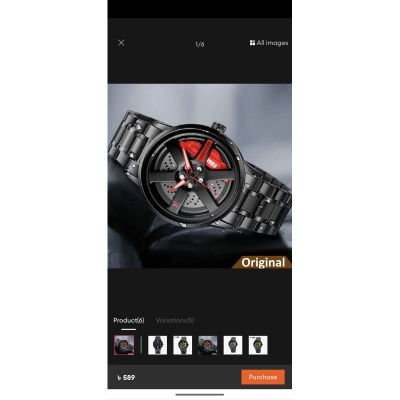 Picture of Exclusive Premium Men Luxury Car Wheel Hub Watch Stainless Steel Quartz Wristwatch Featuring Creative 3D Hollow Rotating Dial Design Waterproof Sports Military Style Perfect For Automotive Enthusiasts And Trendy Fashion Lovers Everywhere.-Black