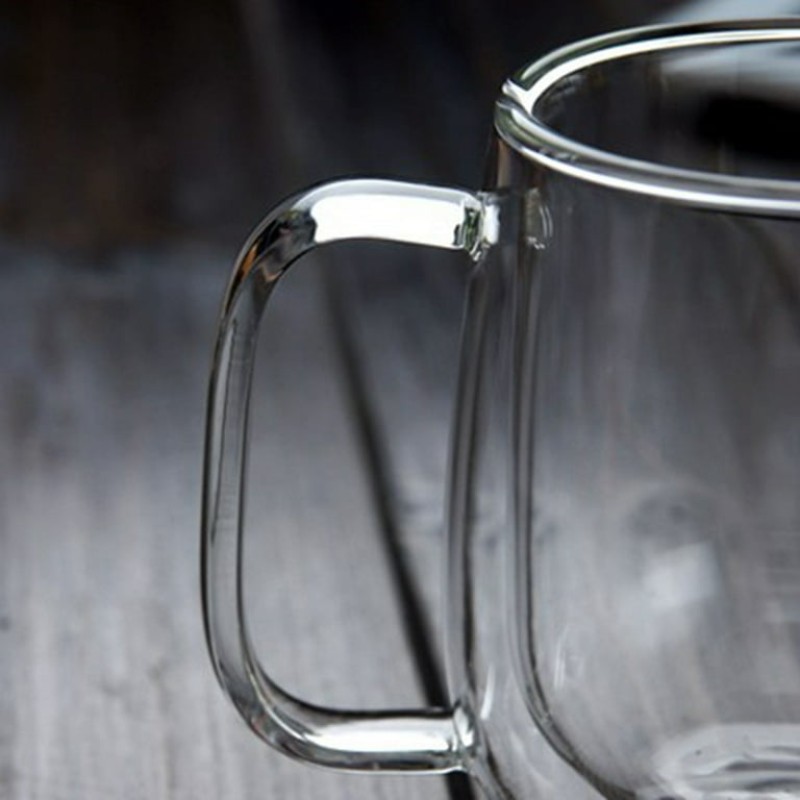 Picture of 1 Borosilicate Glass Coffee Mug Clear Drinkware Glassware Dinking Glasses Espresso Tumbler Iced Coffee Cups Tea Mug Double Wall Glass Cup with Handle 350 ml-Multicolor