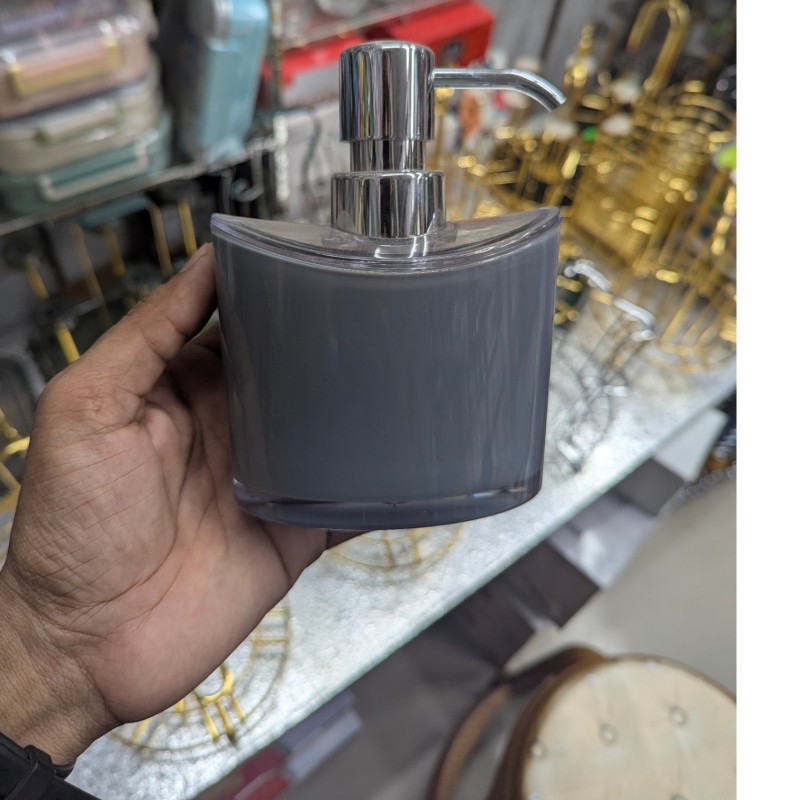 Picture of Premium multicolor manual soap dispenser made from durable acrylonitrile styrene plastic featuring a sleek chrome-finished pump and freestanding square design perfect for enhancing your modern bathroom vanity or kitchen sink countertop decor.-Multicolor